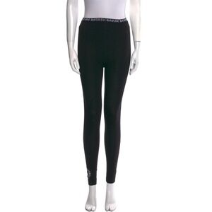 Chrome Hearts Womens Black Stretch Leggings | Size Large | Gothic Logo Waistband